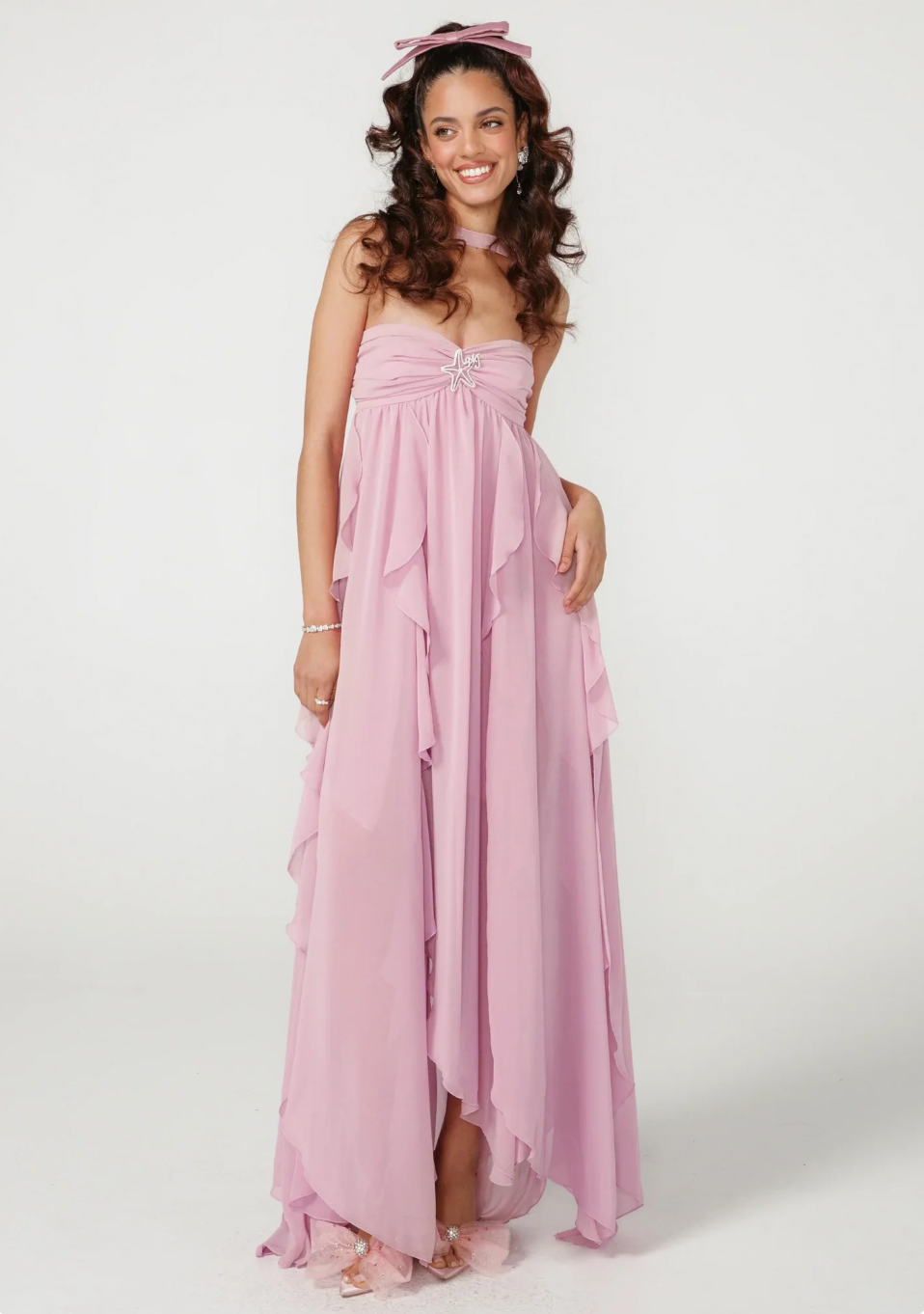 Lyriana | Embellished Backless Maxi Dress