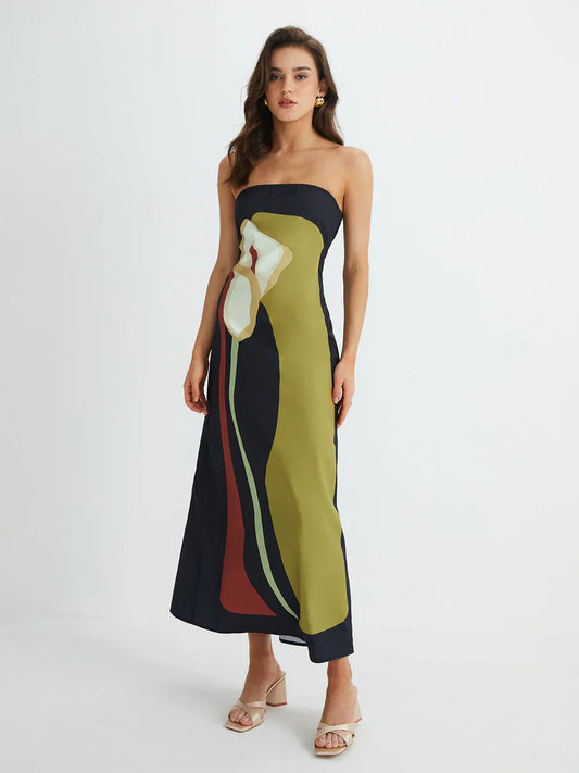 Amarisse | Strapless Floral Summer Maxi Dress